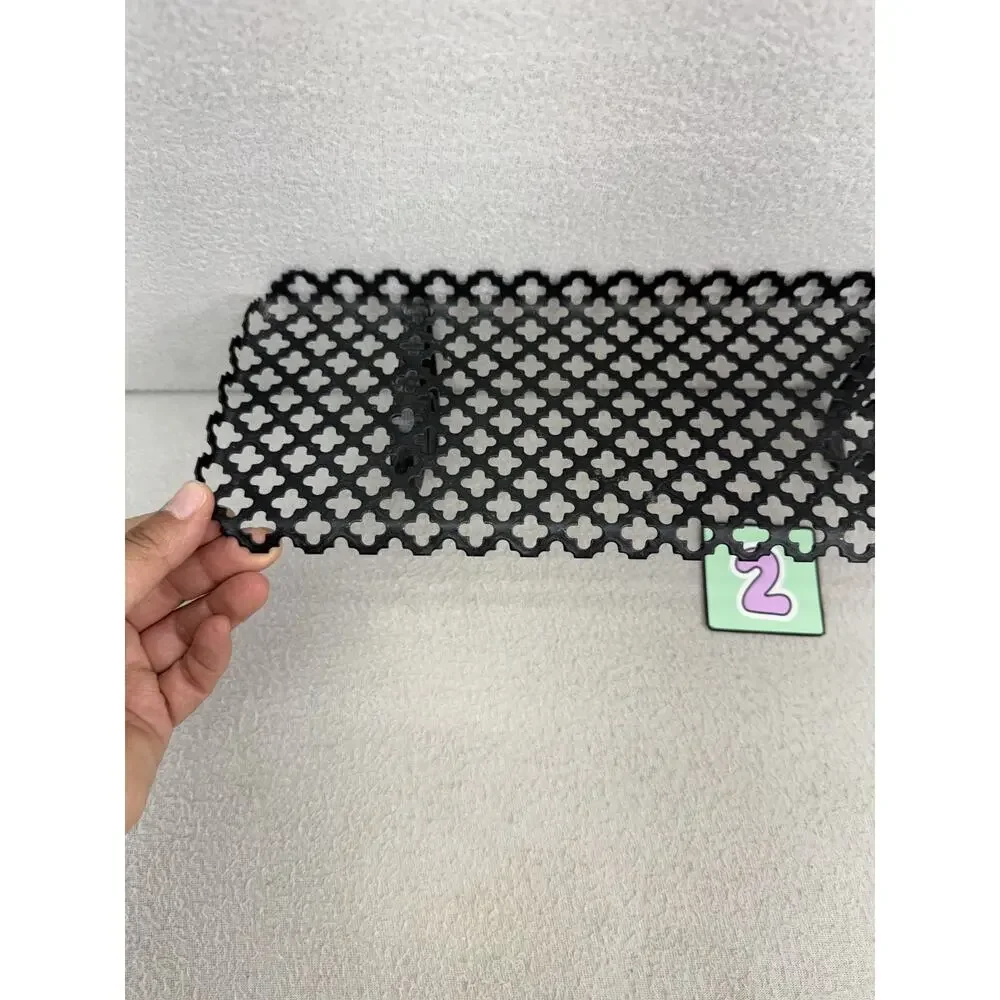 Black Metal Wall Shelves Pair Lattice Filigree MCM 13.5x4.5 Decor VTG